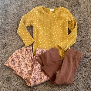 Kate Quinn toddler girls 2T ribbed polka dot shirt & ruffle flare leggings